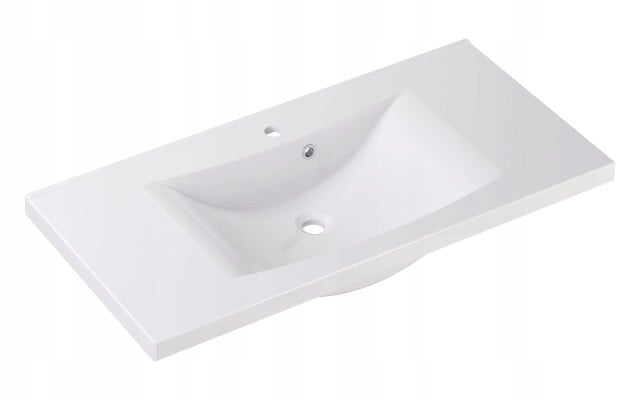 Szafka z Umywalką LOGHOS 100 cm Biały Mat Ryflowana Furni