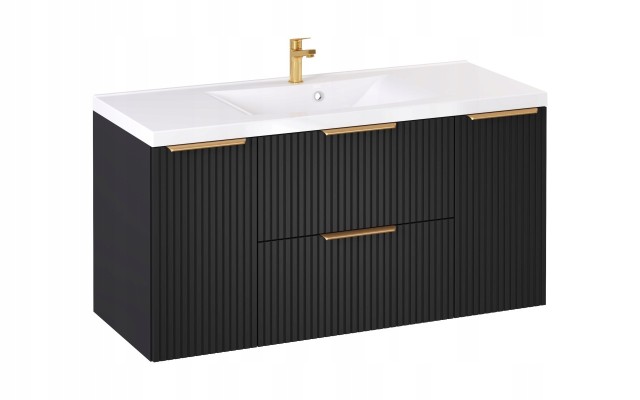 Szafka z Umywalką LOGHOS 120 cm Czarny Mat KOSZ CARGO Furni Szafka z Umywalką LOGHOS 120 cm Czarny Mat KOSZ CARGO Furni