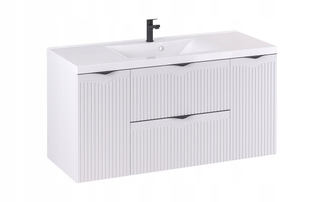 Szafka z Umywalką LOGHOS 120 cm Biały Mat KOSZ CARGO Furni