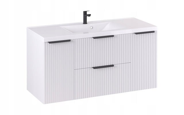 Szafka z Umywalką LOGHOS 120 cm Biały Mat KOSZ CARGO Furni