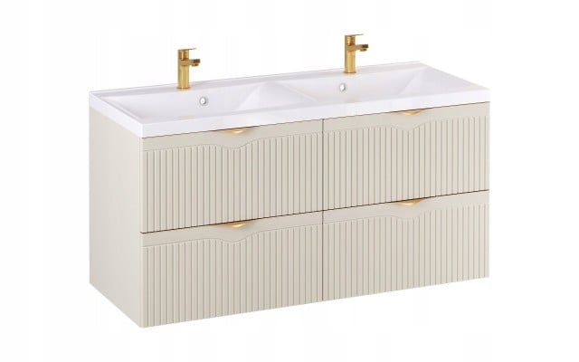 Szafka z Umywalką LOGHOS 120 cm DUO Kaszmir Mat Ryflowana Furni