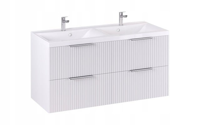 Szafka z Umywalką LOGHOS 120 cm DUO Biały Mat Ryflowana Furni