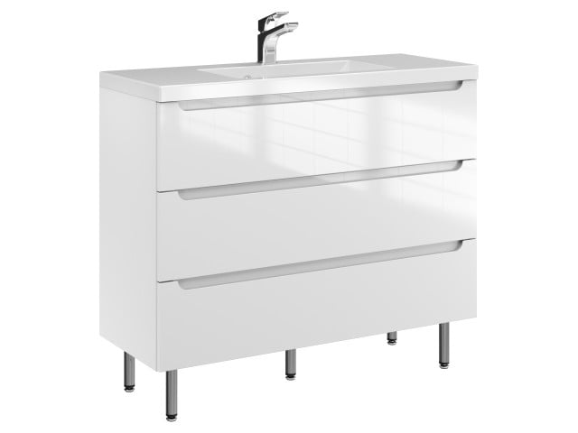Szafka Stojąca Z Umywalką ETH 100 cm - Biały Wysoki Połysk Szafka Stojąca Z Umywalką ETH 100 cm - Biały Wysoki Połysk