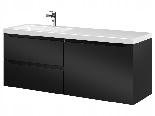 Szafka Wisząca Z Umywalką ETH 120 cm SD Lewa - Czarny Mat