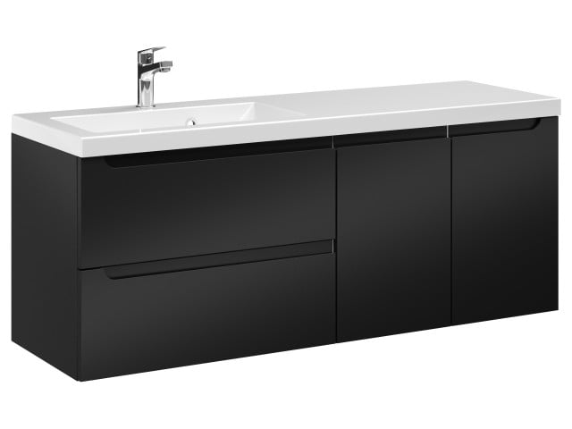 Szafka Wisząca Z Umywalką ETH 120 cm SD Lewa - Czarny Mat