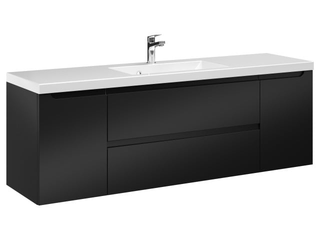 Szafka Wisząca Z Umywalką ETH 140 cm D - Czarny Mat Szafka Wisząca Z Umywalką ETH 140 cm D - Czarny Mat