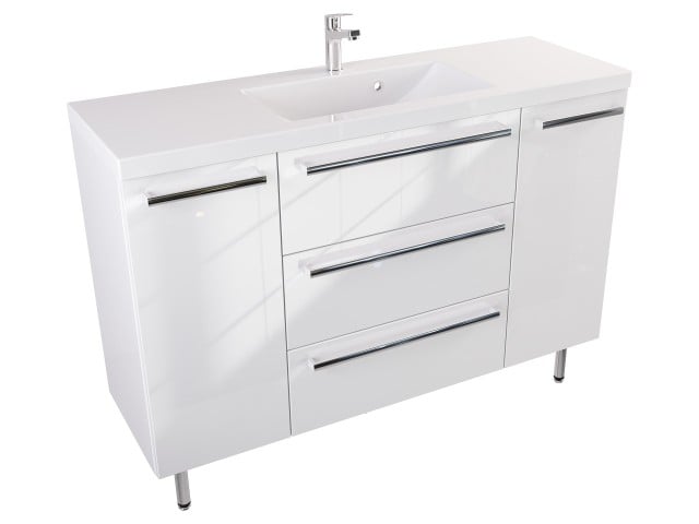 Szafka Stojąca Z Umywalką ATH 120 cm D - Biały Wysoki Połysk - Uchwyty Chromowane Szafka Stojąca Z Umywalką ATH 120 cm D - Biały Wysoki Połysk - Uchwyty Chromowane