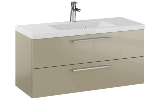 Szafka Wisząca Z Umywalką RON 100 cm - Cappuccino Wysoki Połysk - Uchwyty Chromowane Szafka Wisząca Z Umywalką RON 100 cm - Cappuccino Wysoki Połysk - Uchwyty Chromowane