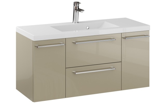 Szafka Wisząca Z Umywalką RON 100 cm D - Cappuccino Wysoki Połysk - Uchwyty Chromowane Szafka Wisząca Z Umywalką RON 100 cm D - Cappuccino Wysoki Połysk - Uchwyty Chromowane