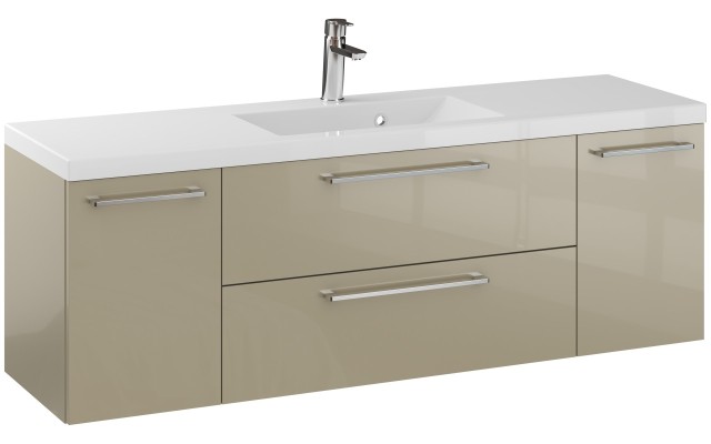 Szafka Wisząca Z Umywalką RON 140 cm D - Cappuccino Wysoki Połysk - Uchwyty Chromowane Szafka Wisząca Z Umywalką RON 140 cm D - Cappuccino Wysoki Połysk - Uchwyty Chromowane