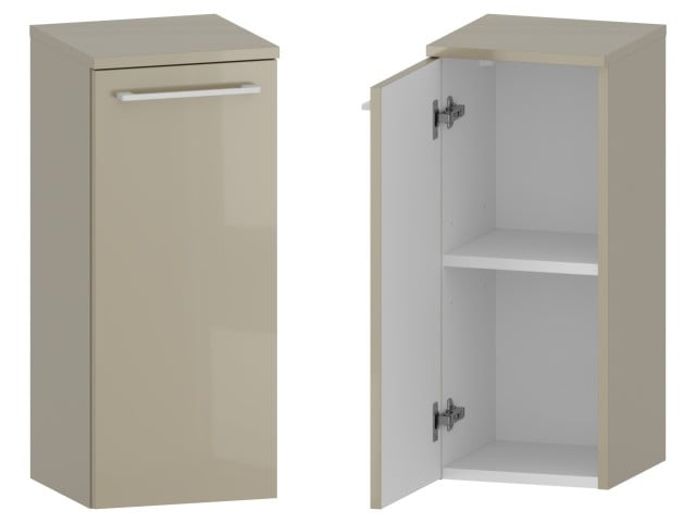 Słupek Łazienkowy RON 30 cm DD Lewy - Cappuccino Wysoki Połysk - Uchwyty Białe Matowe