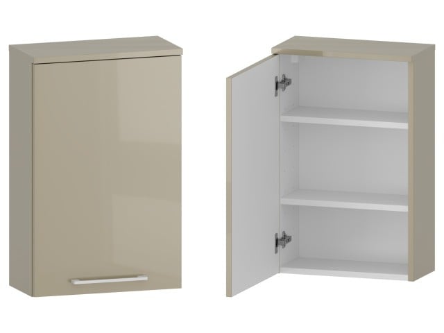 Szafka nad Pralkę RON 45 cm D Lewa - Cappuccino Wysoki Połysk - Uchwyty Białe Matowe Szafka nad Pralkę RON 45 cm D Lewa - Cappuccino Wysoki Połysk - Uchwyty Białe Matowe