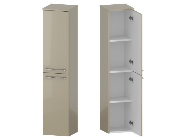 Słupek Łazienkowy RON 30 cm 2D Prawy - Cappuccino Wysoki Połysk - Uchwyty Chromowane