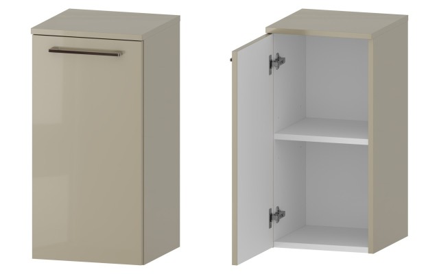 Słupek Łazienkowy RON 35 cm DD Lewy - Cappuccino Wysoki Połysk - Uchwyty Chromowane