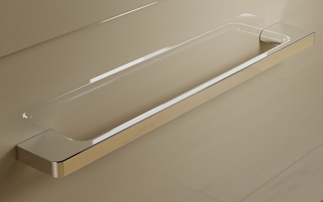 Słupek Łazienkowy RON 35 cm DD Lewy - Cappuccino Wysoki Połysk - Uchwyty Chromowane