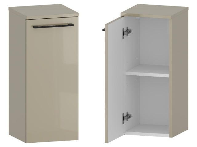 Słupek Łazienkowy RON 30 cm DD Lewy - Cappuccino Wysoki Połysk - Uchwyty Czarne Matowe