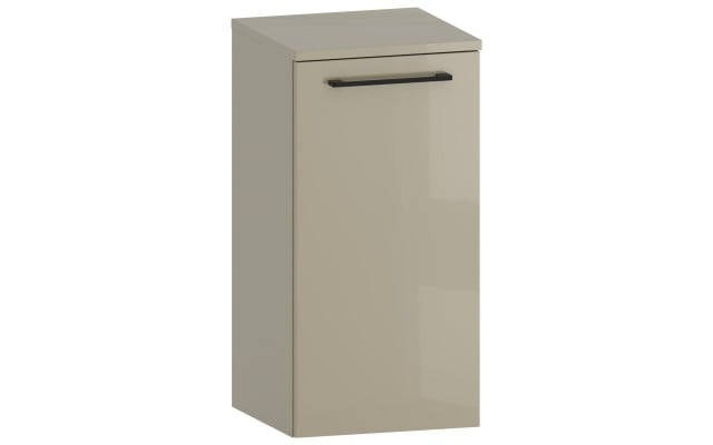 Słupek Łazienkowy RON 35 cm DD Prawy - Cappuccino Wysoki Połysk - Uchwyty Czarne Matowe