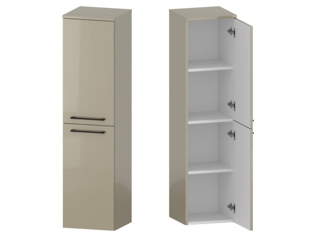 Słupek Łazienkowy RON 35 cm 2D Prawy - Cappuccino Wysoki Połysk - Uchwyty Czarne Matowe Słupek Łazienkowy RON 35 cm 2D Prawy - Cappuccino Wysoki Połysk - Uchwyty Czarne Matowe