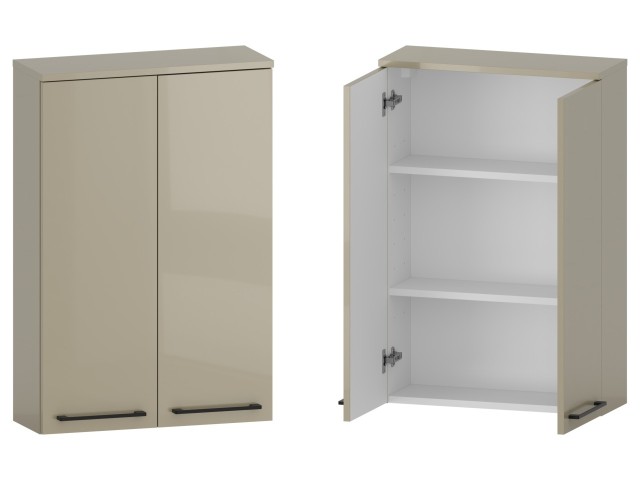 Szafka nad Pralkę RON 60 cm 2D90 - Cappuccino Wysoki Połysk - Uchwyty Czarne Matowe Szafka nad Pralkę RON 60 cm 2D90 - Cappuccino Wysoki Połysk - Uchwyty Czarne Matowe