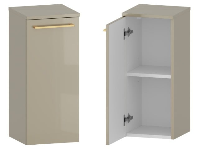 Słupek Łazienkowy RON 30 cm DD Lewy - Cappuccino Wysoki Połysk - Uchwyty Złote Szczotkowane Słupek Łazienkowy RON 30 cm DD Lewy - Cappuccino Wysoki Połysk - Uchwyty Złote Szczotkowane