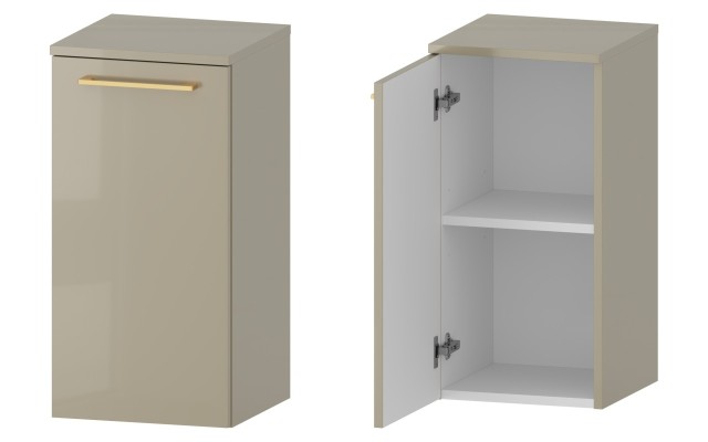 Słupek Łazienkowy RON 35 cm DD Lewy - Cappuccino Wysoki Połysk - Uchwyty Złote Szczotkowane