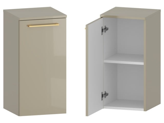 Słupek Łazienkowy RON 35 cm DD Lewy - Cappuccino Wysoki Połysk - Uchwyty Złote Szczotkowane