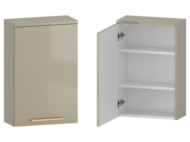 Szafka nad Pralkę RON 45 cm D Lewa - Cappuccino Wysoki Połysk - Uchwyty Złote Szczotkowane Szafka nad Pralkę RON 45 cm D Lewa - Cappuccino Wysoki Połysk - Uchwyty Złote Szczotkowane