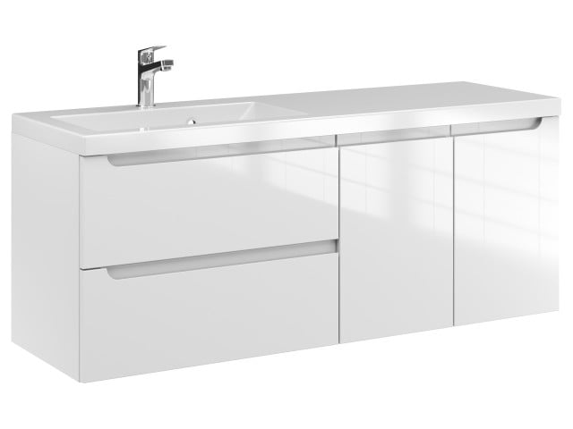 Szafka Wisząca Z Umywalką ETH 120 cm SD Lewa - Biały Wysoki Połysk Szafka Wisząca Z Umywalką ETH 120 cm SD Lewa - Biały Wysoki Połysk