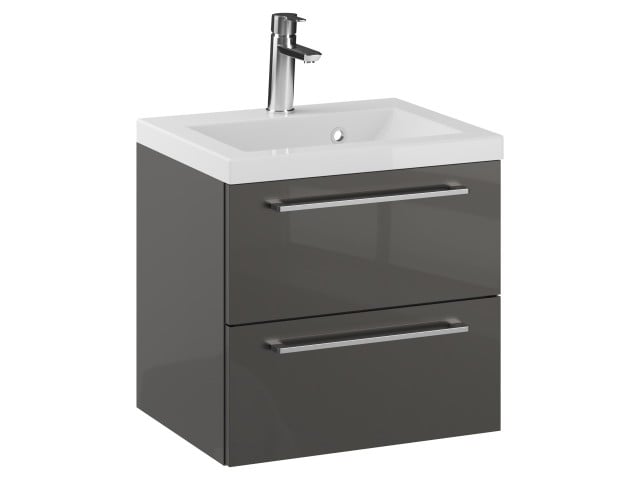 Szafka Wisząca Z Umywalką RON 50 cm - Titan Wysoki Połysk - Uchwyty Chromowane Szafka Wisząca Z Umywalką RON 50 cm - Titan Wysoki Połysk - Uchwyty Chromowane