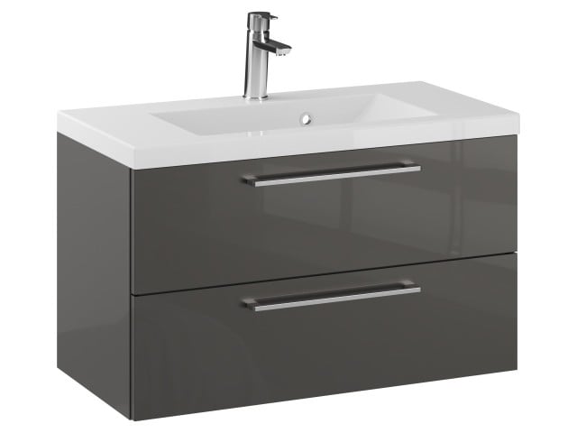 Szafka Wisząca Z Umywalką RON 80 cm - Titan Wysoki Połysk - Uchwyty Chromowane Szafka Wisząca Z Umywalką RON 80 cm - Titan Wysoki Połysk - Uchwyty Chromowane