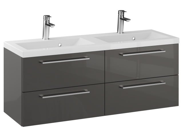 Szafka Wisząca Z Umywalką RON 120 cm DUO - Titan Wysoki Połysk - Uchwyty Chromowane Szafka Wisząca Z Umywalką RON 120 cm DUO - Titan Wysoki Połysk - Uchwyty Chromowane