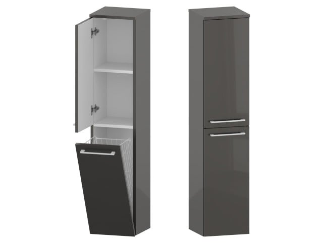 Słupek Łazienkowy RON 30 cm DK Lewy - Titan Wysoki Połysk - Uchwyty Białe Matowe Słupek Łazienkowy RON 30 cm DK Lewy - Titan Wysoki Połysk - Uchwyty Białe Matowe