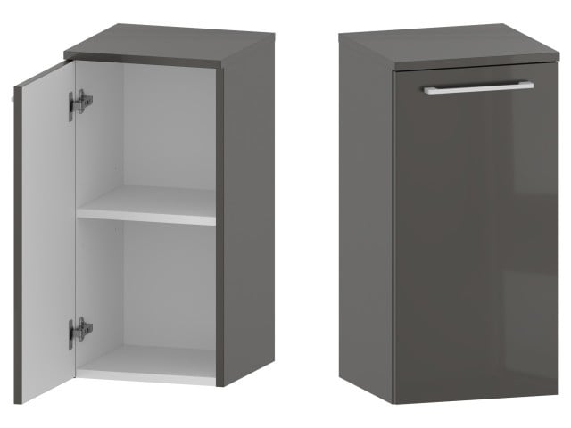 Słupek Łazienkowy RON 35 cm DD Lewy - Titan Wysoki Połysk - Uchwyty Białe Matowe