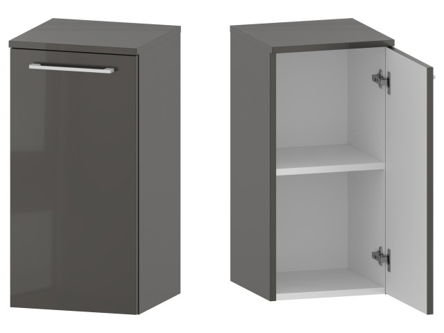 Słupek Łazienkowy RON 35 cm DD Prawy - Titan Wysoki Połysk - Uchwyty Białe Matowe Słupek Łazienkowy RON 35 cm DD Prawy - Titan Wysoki Połysk - Uchwyty Białe Matowe