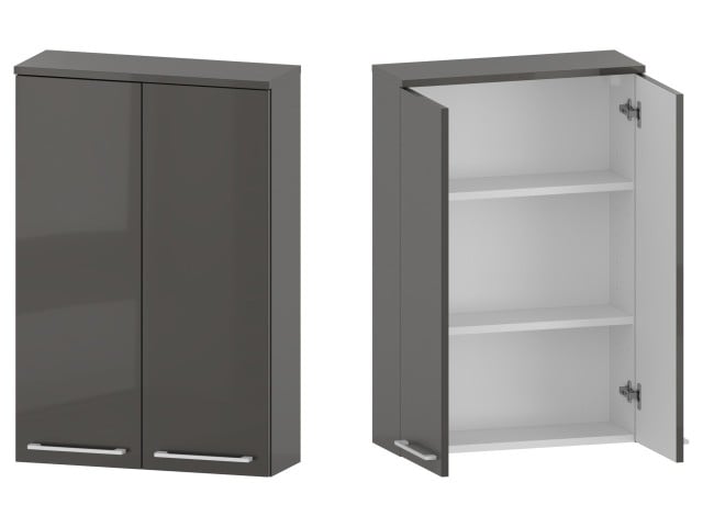 Szafka nad Pralkę RON 60 cm 2D90 - Titan Wysoki Połysk - Uchwyty Białe Matowe