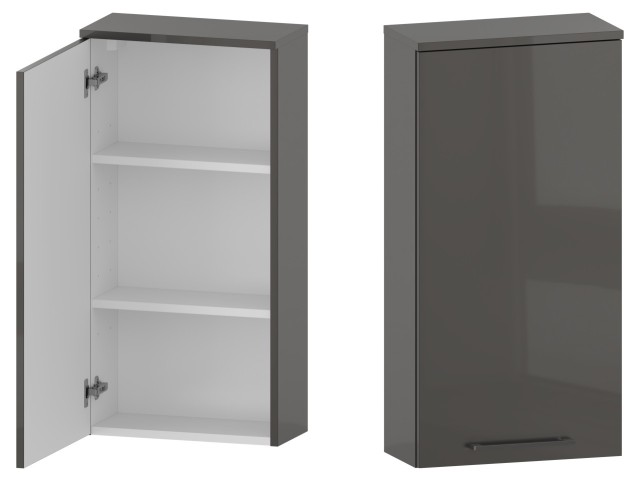 Szafka nad Pralkę RON 45 cm D90 Lewa - Titan Wysoki Połysk - Uchwyty Chromowane