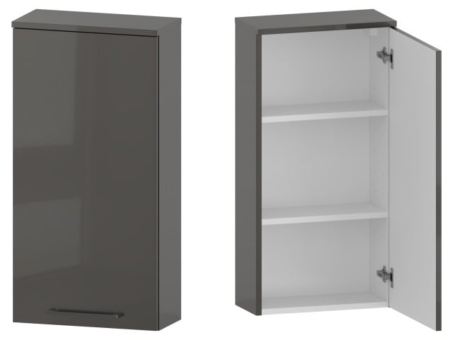 Szafka nad Pralkę RON 45 cm D90 Prawa - Titan Wysoki Połysk - Uchwyty Chromowane