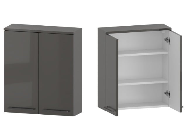 Szafka nad Pralkę RON 60 cm 2D - Titan Wysoki Połysk - Uchwyty Chromowane