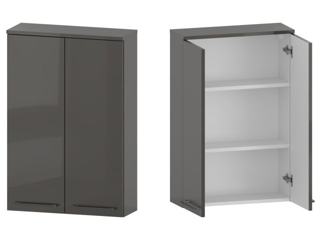 Szafka nad Pralkę RON 60 cm 2D90 - Titan Wysoki Połysk - Uchwyty Chromowane