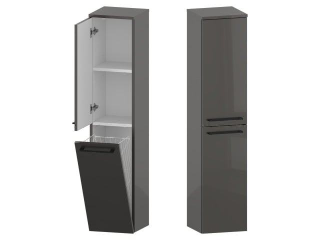 Słupek Łazienkowy RON 30 cm DK Lewy - Titan Wysoki Połysk - Uchwyty Czarne Matowe