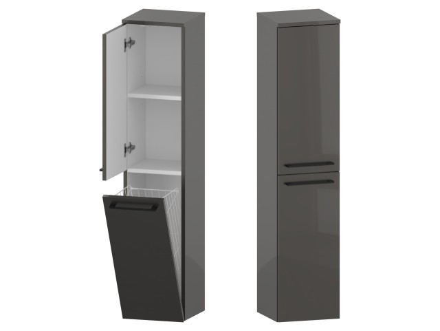 Słupek Łazienkowy RON 30 cm DK Lewy - Titan Wysoki Połysk - Uchwyty Czarne Matowe Słupek Łazienkowy RON 30 cm DK Lewy - Titan Wysoki Połysk - Uchwyty Czarne Matowe