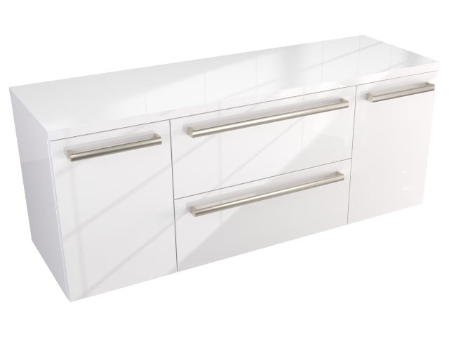 Szafka Wisząca Z Blatem ATH 120 cm D - Biały Wysoki Połysk - Uchwyty Stal Szczotkowana Szafka Wisząca Z Blatem ATH 120 cm D - Biały Wysoki Połysk - Uchwyty Stal Szczotkowana