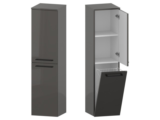 Słupek Łazienkowy RON 35 cm DK Prawy - Titan Wysoki Połysk - Uchwyty Czarne Matowe Słupek Łazienkowy RON 35 cm DK Prawy - Titan Wysoki Połysk - Uchwyty Czarne Matowe