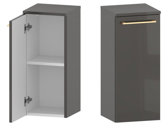 Słupek Łazienkowy RON 30 cm DD Lewy - Titan Wysoki Połysk - Uchwyty Złote Szczotkowane Słupek Łazienkowy RON 30 cm DD Lewy - Titan Wysoki Połysk - Uchwyty Złote Szczotkowane