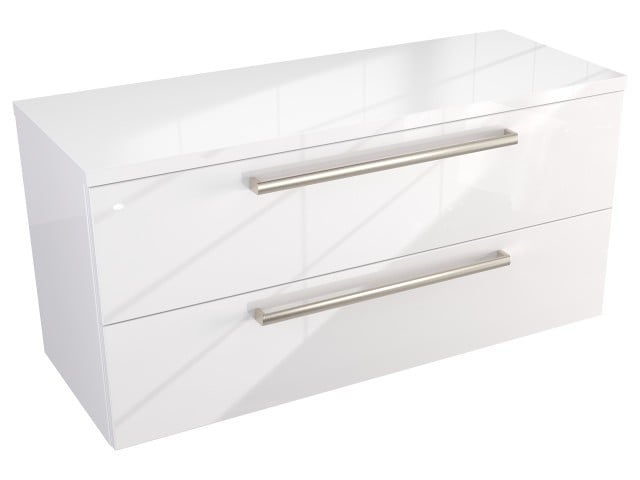 Szafka Wisząca Z Blatem ATH 100 cm - Biały Wysoki Połysk - Uchwyty Stal Szczotkowana Szafka Wisząca Z Blatem ATH 100 cm - Biały Wysoki Połysk - Uchwyty Stal Szczotkowana