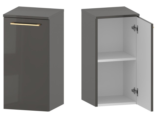 Słupek Łazienkowy RON 35 cm DD Prawy - Titan Wysoki Połysk - Uchwyty Złote Szczotkowane Słupek Łazienkowy RON 35 cm DD Prawy - Titan Wysoki Połysk - Uchwyty Złote Szczotkowane