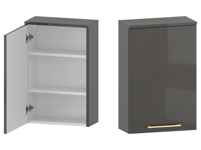 Szafka nad Pralkę RON 45 cm D Lewa - Titan Wysoki Połysk - Uchwyty Złote Szczotkowane Szafka nad Pralkę RON 45 cm D Lewa - Titan Wysoki Połysk - Uchwyty Złote Szczotkowane