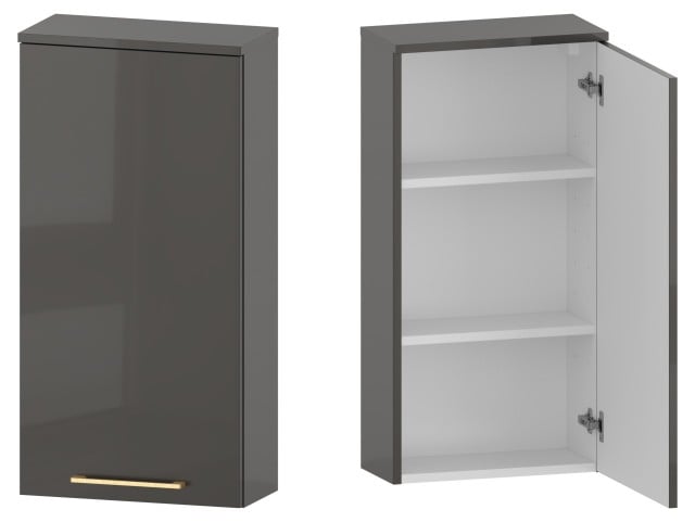 Szafka nad Pralkę RON 45 cm D90 Prawa - Titan Wysoki Połysk - Uchwyty Złote Szczotkowane