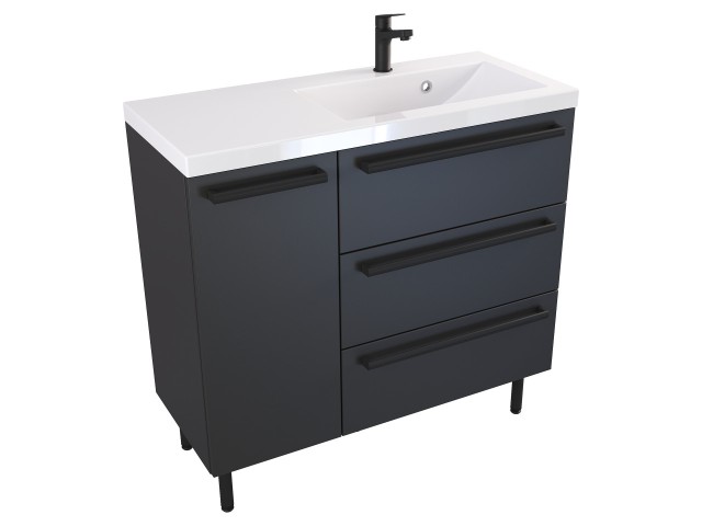 Szafka Stojąca Z Umywalką ATH 90 cm D Prawa - Czarny Mat - Uchwyty Czarne Matowe Szafka Stojąca Z Umywalką ATH 90 cm D Prawa - Czarny Mat - Uchwyty Czarne Matowe
