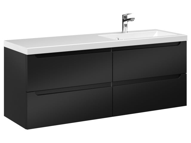 Szafka Wisząca Z Umywalką ETH 120 cm S Prawa - Czarny Mat Szafka Wisząca Z Umywalką ETH 120 cm S Prawa - Czarny Mat